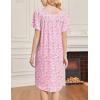 Ekouaer Nightgowns for Women Short Sleeve House Dress with Pockets Soft Moomoo Pleated Mumu Dresses V Neck Sleepwear(Pink Floral)