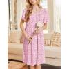 Ekouaer Nightgowns for Women Short Sleeve House Dress with Pockets Soft Moomoo Pleated Mumu Dresses V Neck Sleepwear(Pink Floral)