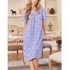 Ekouaer Nightgowns for Women Short Sleeve House Dress with Pockets Soft Moomoo Pleated Mumu Dresses V Neck Sleepwear(Purple Floral)