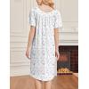 Ekouaer Nightgowns for Women Short Sleeve House Dress with Pockets Soft Moomoo Pleated Mumu Dresses V Neck Sleepwear(Purple Flower)