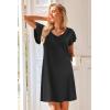 Ekouaer Nightgowns for Women Short Sleeve Night Gown Comfy Sleep Shirt Soft Sleep Dress Pleated Sleepwear(A_black)