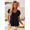 Ekouaer Nightgowns for Women Short Sleeve Night Gown Comfy Sleep Shirt Soft Sleep Dress Pleated Sleepwear(A_black)