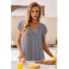 Ekouaer Nightgowns for Women Short Sleeve Night Gown Comfy Sleep Shirt Soft Sleep Dress Pleated Sleepwear(A_medium Gray)