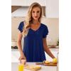 Ekouaer Nightgowns for Women Short Sleeve Night Gown Comfy Sleep Shirt Soft Sleep Dress Pleated Sleepwear(A_navy Blue)