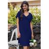Ekouaer Nightgowns for Women Short Sleeve Night Gown Comfy Sleep Shirt Soft Sleep Dress Pleated Sleepwear(A_navy Blue)
