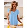 Ekouaer Nightgowns for Women Short Sleeve Night Gown Comfy Sleep Shirt Soft Sleep Dress Pleated Sleepwear(Blue)