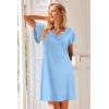 Ekouaer Nightgowns for Women Short Sleeve Night Gown Comfy Sleep Shirt Soft Sleep Dress Pleated Sleepwear(Blue)