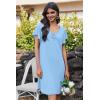 Ekouaer Nightgowns for Women Short Sleeve Night Gown Comfy Sleep Shirt Soft Sleep Dress Pleated Sleepwear(Blue)