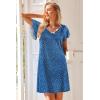 Ekouaer Nightgowns for Women Short Sleeve Night Gown Comfy Sleep Shirt Soft Sleep Dress Pleated Sleepwear(Blue Dog Paw)