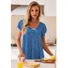 Ekouaer Nightgowns for Women Short Sleeve Night Gown Comfy Sleep Shirt Soft Sleep Dress Pleated Sleepwear(Blue Dog Paw)