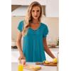 Ekouaer Nightgowns for Women Short Sleeve Night Gown Comfy Sleep Shirt Soft Sleep Dress Pleated Sleepwear(Blue Green)