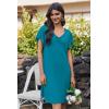 Ekouaer Nightgowns for Women Short Sleeve Night Gown Comfy Sleep Shirt Soft Sleep Dress Pleated Sleepwear(Blue Green)