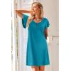Ekouaer Nightgowns for Women Short Sleeve Night Gown Comfy Sleep Shirt Soft Sleep Dress Pleated Sleepwear(Blue Green)