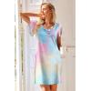 Ekouaer Nightgowns for Women Short Sleeve Night Gown Comfy Sleep Shirt Soft Sleep Dress Pleated Sleepwear(Colorful Tie-dye)