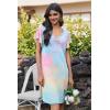 Ekouaer Nightgowns for Women Short Sleeve Night Gown Comfy Sleep Shirt Soft Sleep Dress Pleated Sleepwear(Colorful Tie-dye)