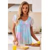 Ekouaer Nightgowns for Women Short Sleeve Night Gown Comfy Sleep Shirt Soft Sleep Dress Pleated Sleepwear(Colorful Tie-dye)