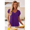 Ekouaer Nightgowns for Women Short Sleeve Night Gown Comfy Sleep Shirt Soft Sleep Dress Pleated Sleepwear(Deep Purple)
