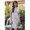 Ekouaer Nightgowns for Women Short Sleeve Night Gown Comfy Sleep Shirt Soft Sleep Dress Pleated Sleepwear(Gray Stars)