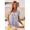 Ekouaer Nightgowns for Women Short Sleeve Night Gown Comfy Sleep Shirt Soft Sleep Dress Pleated Sleepwear(Gray Stars)