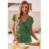 Ekouaer Nightgowns for Women Short Sleeve Night Gown Comfy Sleep Shirt Soft Sleep Dress Pleated Sleepwear(Green Ethnic Style)