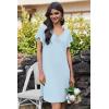 Ekouaer Nightgowns for Women Short Sleeve Night Gown Comfy Sleep Shirt Soft Sleep Dress Pleated Sleepwear(Light Blue)