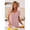 Ekouaer Nightgowns for Women Short Sleeve Night Gown Comfy Sleep Shirt Soft Sleep Dress Pleated Sleepwear(Pink)