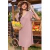Ekouaer Nightgowns for Women Short Sleeve Night Gown Comfy Sleep Shirt Soft Sleep Dress Pleated Sleepwear(Pink)