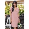 Ekouaer Nightgowns for Women Short Sleeve Night Gown Comfy Sleep Shirt Soft Sleep Dress Pleated Sleepwear(Pink)