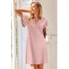Ekouaer Nightgowns for Women Short Sleeve Night Gown Comfy Sleep Shirt Soft Sleep Dress Pleated Sleepwear(Pink)