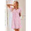 Ekouaer Nightgowns for Women Short Sleeve Night Gown Comfy Sleep Shirt Soft Sleep Dress Pleated Sleepwear(Pink Floral)