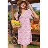 Ekouaer Nightgowns for Women Short Sleeve Night Gown Comfy Sleep Shirt Soft Sleep Dress Pleated Sleepwear(Pink Floral)