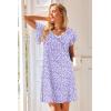 Ekouaer Nightgowns for Women Short Sleeve Night Gown Comfy Sleep Shirt Soft Sleep Dress Pleated Sleepwear(Purple Polka Dots)