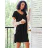 Ekouaer Nightgowns for Women Short Sleeve Sleep Shirts Pleated Night Dress V Neck Night Shirts Soft House Dress(Black)