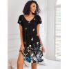 Ekouaer Nightgowns for Women Short Sleeve Sleep Shirts Pleated Night Dress V Neck Night Shirts Soft House Dress(Black Butterfly)
