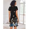 Ekouaer Nightgowns for Women Short Sleeve Sleep Shirts Pleated Night Dress V Neck Night Shirts Soft House Dress(Black Butterfly)