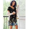 Ekouaer Nightgowns for Women Short Sleeve Sleep Shirts Pleated Night Dress V Neck Night Shirts Soft House Dress(Black Butterfly)