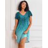 Ekouaer Nightgowns for Women Short Sleeve Sleep Shirts Pleated Night Dress V Neck Night Shirts Soft House Dress(Blue Leaves)
