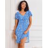 Ekouaer Nightgowns for Women Short Sleeve Sleep Shirts Pleated Night Dress V Neck Night Shirts Soft House Dress(Blue Star)