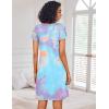 Ekouaer Nightgowns for Women Short Sleeve Sleep Shirts Pleated Night Dress V Neck Night Shirts Soft House Dress(Blue Tie Dye)