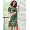 Ekouaer Nightgowns for Women Short Sleeve Sleep Shirts Pleated Night Dress V Neck Night Shirts Soft House Dress(Green Floral)
