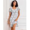 Ekouaer Nightgowns for Women Short Sleeve Sleep Shirts Pleated Night Dress V Neck Night Shirts Soft House Dress(Grey Star)