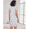 Ekouaer Nightgowns for Women Short Sleeve Sleep Shirts Pleated Night Dress V Neck Night Shirts Soft House Dress(Grey Star)