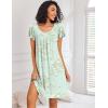 Ekouaer Nightgowns for Women Short Sleeve Sleep Shirts Pleated Night Dress V Neck Night Shirts Soft House Dress(Light Green Floral)