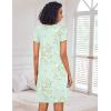 Ekouaer Nightgowns for Women Short Sleeve Sleep Shirts Pleated Night Dress V Neck Night Shirts Soft House Dress(Light Green Floral)