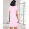 Ekouaer Nightgowns for Women Short Sleeve Sleep Shirts Pleated Night Dress V Neck Night Shirts Soft House Dress(Pink)