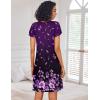 Ekouaer Nightgowns for Women Short Sleeve Sleep Shirts Pleated Night Dress V Neck Night Shirts Soft House Dress(Purple Floral)