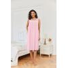 Ekouaer Nightgowns for Women Sleeveless House Dress Soft Victorian Nightgown Button Night Dress with Pockets S-XXL(Pink)