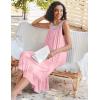 Ekouaer Nightgowns for Women Sleeveless Night Gown Victorian Sleep Shirt with Pockets Ladies Pajamas Lace Trim Sleepwear(Dark Pink)