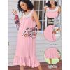 Ekouaer Nightgowns for Women Sleeveless Night Gown Victorian Sleep Shirt with Pockets Ladies Pajamas Lace Trim Sleepwear(Dark Pink)