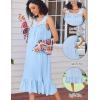 Ekouaer Nightgowns for Women Sleeveless Night Gown Victorian Sleep Shirt with Pockets Ladies Pajamas Lace Trim Sleepwear(Light Blue)